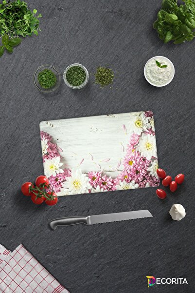 Decorita Pembe Kasımpatı | Cam Kesme Tahtası - Cam Kesme Tablası | 20 cm x 30 cm