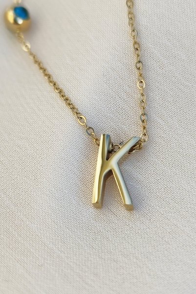 BUNNY قلادة بحروف فولاذية - K