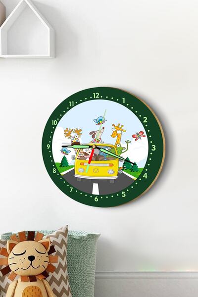 Dekor Loft Fosforlu Gece Parlayan Çocuk Odası Duvar Saati Komik Yolculuk