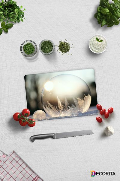 Decorita Winter Globe Patterned |   Glass Cutting Board - Glass Cutting Board |   20cm X 30cm