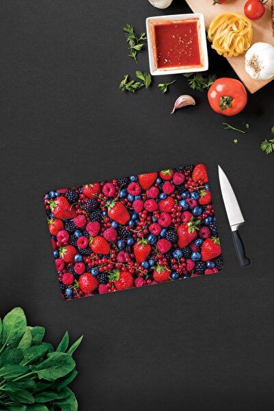 Decorita Purple and Red Fruits |   Glass Cutting Board - Glass Cutting Board |   20cm X 30cm
