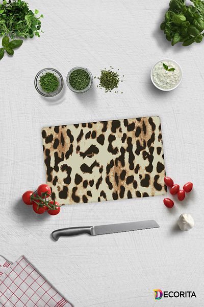 Decorita Leopard Pattern |   Glass Cutting Board - Glass Cutting Board |   20cm X 30cm