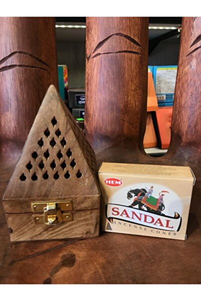 Hem Ahşap Konik Buhur Tütsü Yakma Kutusu Ve Konik Tütsü