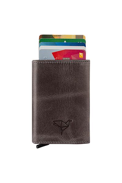 Garbalia Πορτοφόλι από γνήσιο δέρμα σε γκρι χρώμα