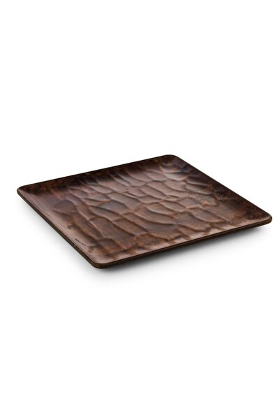 Tria 6 Pieces 18X18 cm Chestnut Patterned Hybrid Wooden Relief Square Serving...