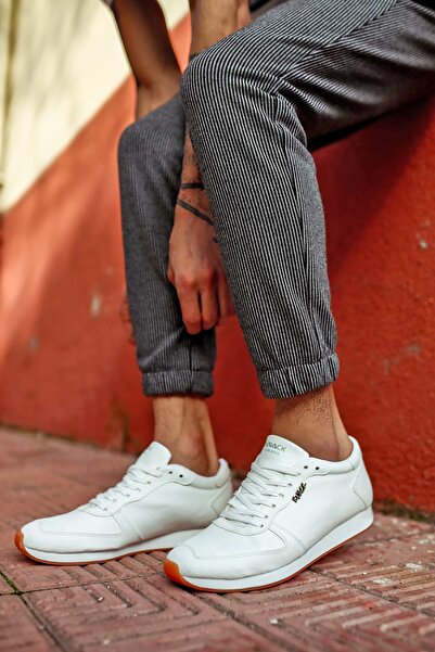 Mida Shoes Men's White Lace-Up Sneakers