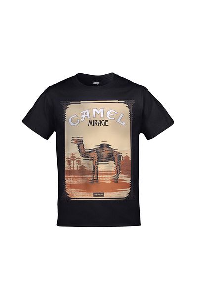 Orijin Tekstil Camel Mirage Printed Unisex Black Tshirt