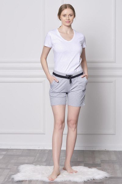 OTARZSENİN White Embroidered Women's Shorts - Double Color, Cotton, Pocket Detail, Lace-Up