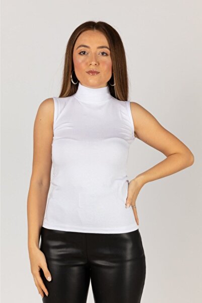 nacar çarşı Бял дамски боди от ликра White Fisherman's - без ръкави