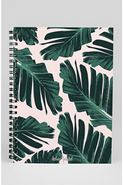 Bikutumutluluk Gift - N054 A5 Design Spiral Notebook - Tropical Leaf Pattern