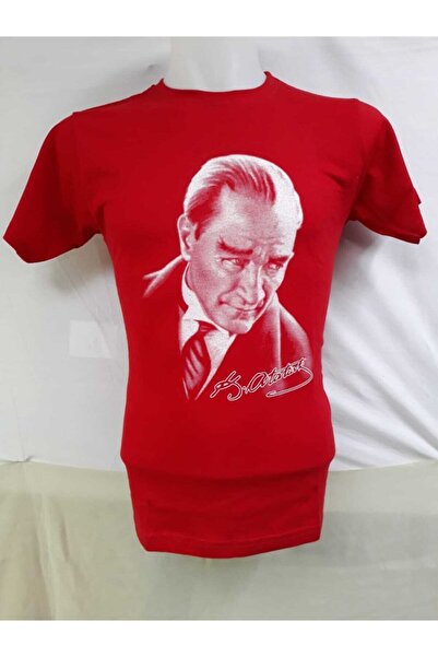 NACAR STORE تي شيرت للأطفال مطبوع عليه مصطفى كمال أتاتورك باللون الأحمر للجنسين