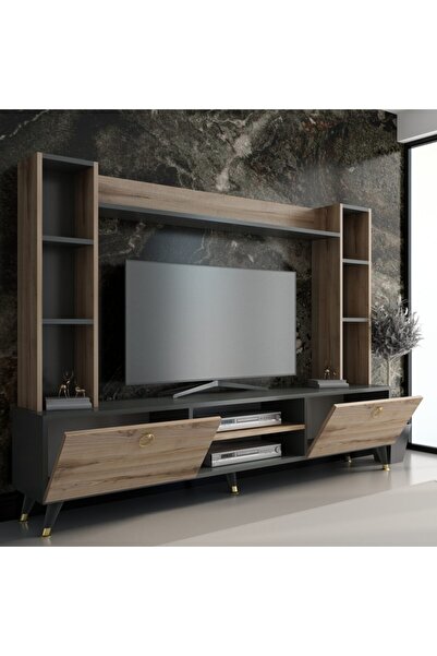 MOBİLYA GEZEGENİ Mercy Gold Tv Ünitesi 180 Cm Antrasit Çırağan