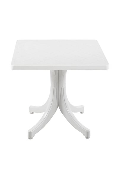 Papatya Favori Plastik Masa - 80x80 Kare Bahçe Balkon Masası -Beyaz