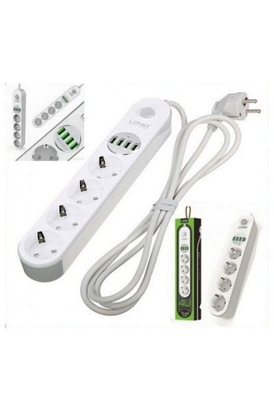 LDNIO Se4432 4 Socket + 4 Usb Surge Protected Socket