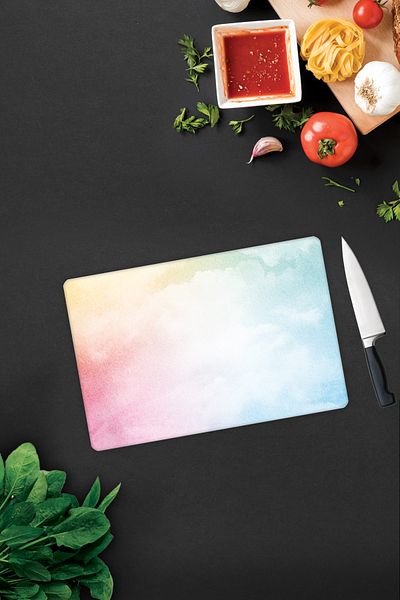 Decorita Colorful Clouds |   Glass Cutting Board - Glass Cutting Board |   20 cm X 30 cm