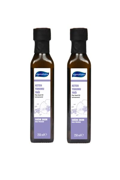 egenatura 2x250 ml Flaxseed Oil - Cold Pressed and Glass Bottle
