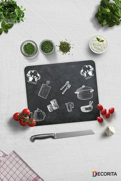 Decorita Blackboard Look |   Glass Cutting Board - Glass Cutting Board |   29cm X 34cm