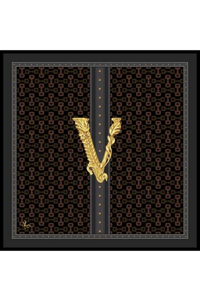 19V69 ITALIA Yeşil Kiremit Black Twill Eşarp 90x90 Cm Eşarp Askısı Ve Hediyel...