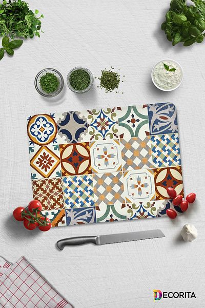 Decorita Tile Pattern |   Glass Cutting Board - Glass Cutting Board |   30cm X 40cm