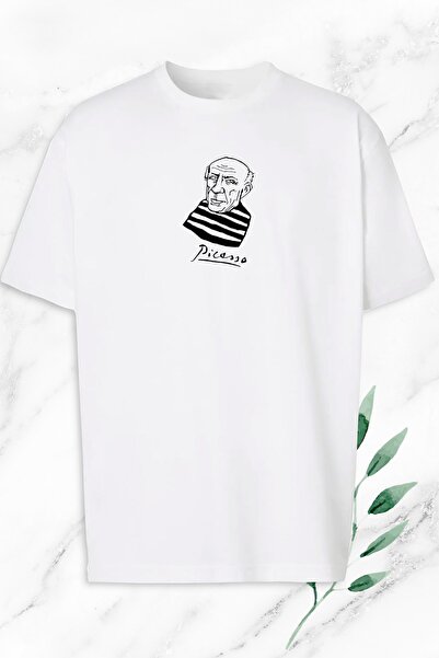 perseusshopping Unisex bela Oversize kroj umetnička Pablo Pikaso Štampano majica