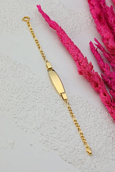 PRENSES PIRLANTA Çocuk Altın Künye Bileklik 14 Ayar