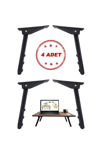 Ion 4 Adet Katlanır Plastik Siyah Ayak, Laptop Sehpası Yer Sofrası Servis Kahvaltı Sehpası Ayağı