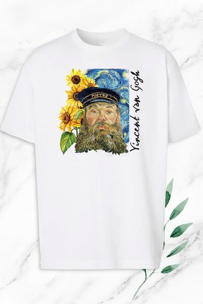 perseusshopping Unisex bela Oversize kroj umetnička majica Vincent Van Gogh S...