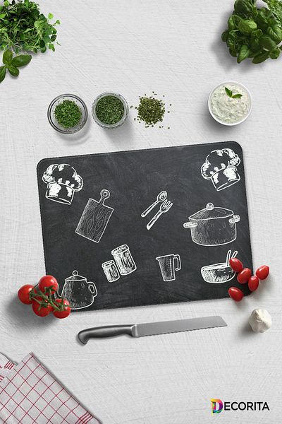 Decorita Blackboard Look |   Glass Cutting Board - Glass Cutting Board |   30cm X 40cm