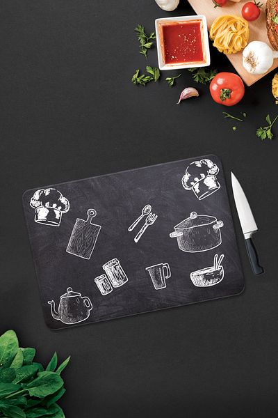 Decorita Blackboard Look |   Glass Cutting Board - Glass Cutting Board |   30cm X 40cm