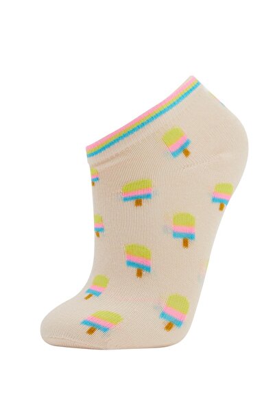 DeFacto Girl's Patterned 3-Piece Booties Socks