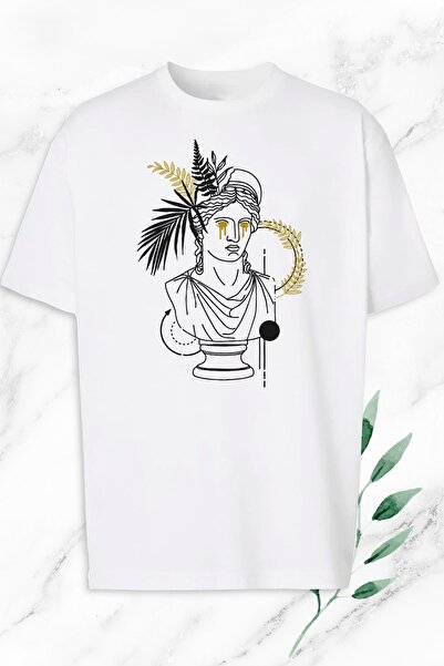 perseusshopping Oversize Mythology God Hera Sculpture Printed T-Shirt