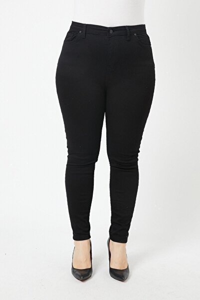 Harmony Siyah Büyük Beden Toparlayıcı Yüksek Bel Dar Paça Kot Pantolon