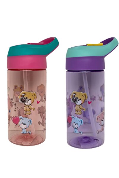 Vagonlife Tritan Pink School Water Bottle with Straw 500 Ml