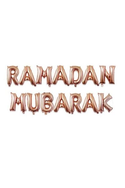 Deniz Party Store Ramadan Mubarak (Happy Eid al-Fitr) Eid al-Fitr Rose Gold Foil Balloon Set