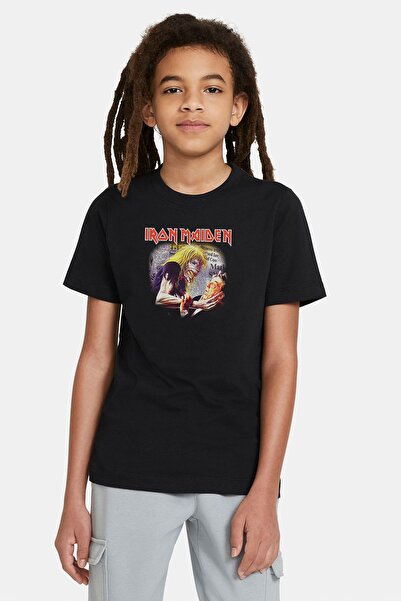 QIVI Unisex Παιδικό φούτερ με μεταλλικό στάμπα μαύρο Maiden Eddie