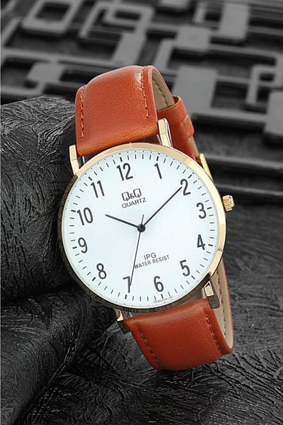 Q&Q Leather Cord Classic Men's Wristwatch 5 Different Colors
