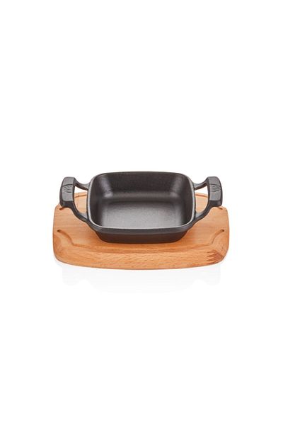 Kumsal Mutfak Temsan Cast Iron Square Pan + Trivet 16*16 cm