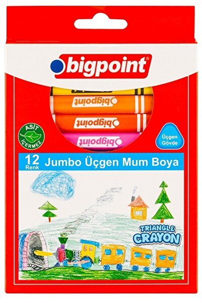 Bigpoint Jumbo Üçgen Mum Boya 12 Renk
