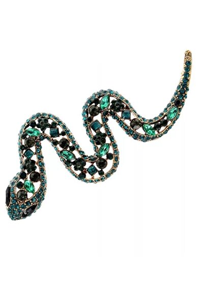 Esra Pamir Yeşil Renk Yılan Broş