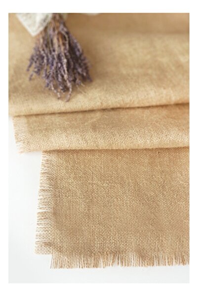 HALFART عداء من قماش الجوت الريفي بأربعة جوانب مهدب 45 سم × 120 سم