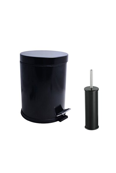 Maxiflow Şık 2'li Mat Siyah Banyo Çöp Kovası Seti, modern ve kullanışlı tasarım