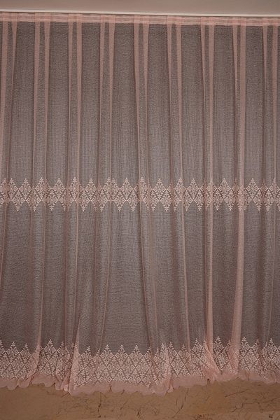AKÇA TEKSTİL Belly Model Powder Color Single Wing Ready Planted Pleated Background Curtain 300*260 Cm