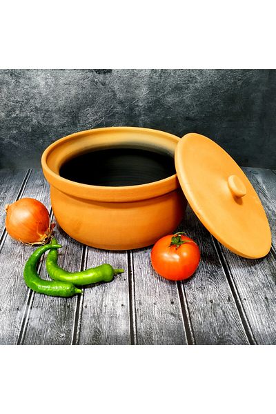 Otogar Çini Natural Clay Pot - Handmade - Food And Yogurt Fermentation - Medium Size Pottery