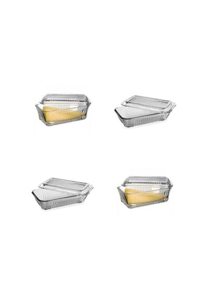 Paşabahçe Butter Food Breakfast Glass Storage Container Set of 4 Olive Bowl Jam Cheese Container 97711 4 Pieces