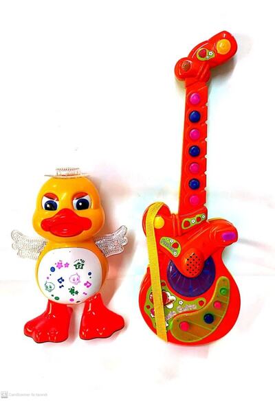 berattoys Iki Ürün Bir Arada Türçe Müzikli Pilli Gitar Ve Pilli Işıklı Müzikl...