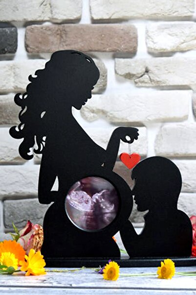 UTKU TASARIM Wooden Ultrasound Image Picture Frame My First Photo Frame Black