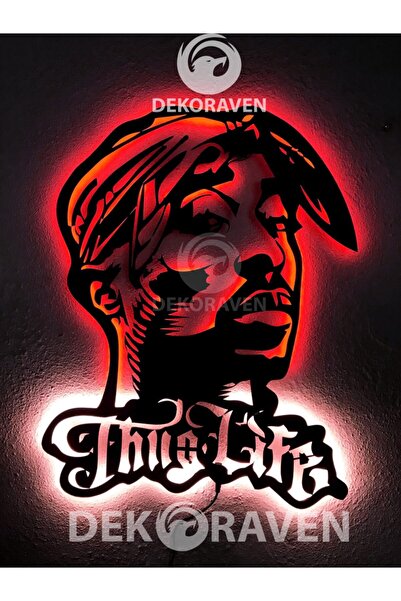 dekoraven Tupac Shakur Thug Life Led Işıklı Tablo