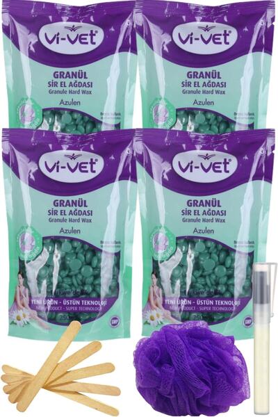 Vi-vet Azulen Inci Boncuk Granül Sir El Ağdası 250gr 4'lü Set + Spatula + Lif + Kalemparf