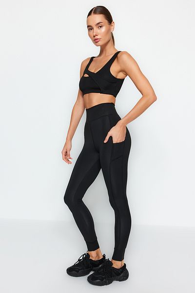 Trendyol Collection Μαύρο ματ ολόσωμο πλεκτό αθλητικό κολάν με έξτρα κοιλιακό στρώμα THMAW24TY00026