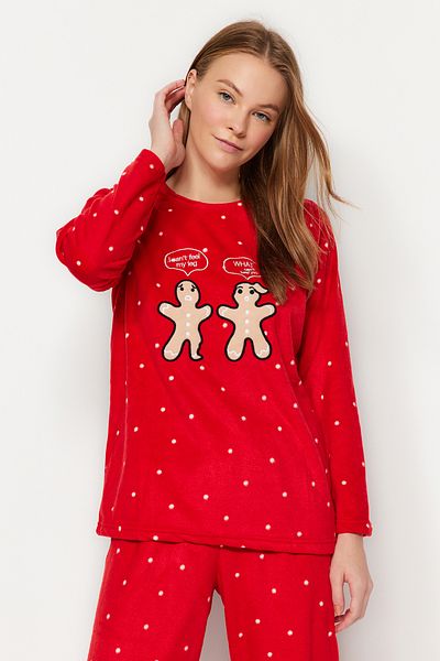 Trendyol Collection Winter Polka Dot Leisure Pajamas Set - Embroidered, Thmaw24Pt00270